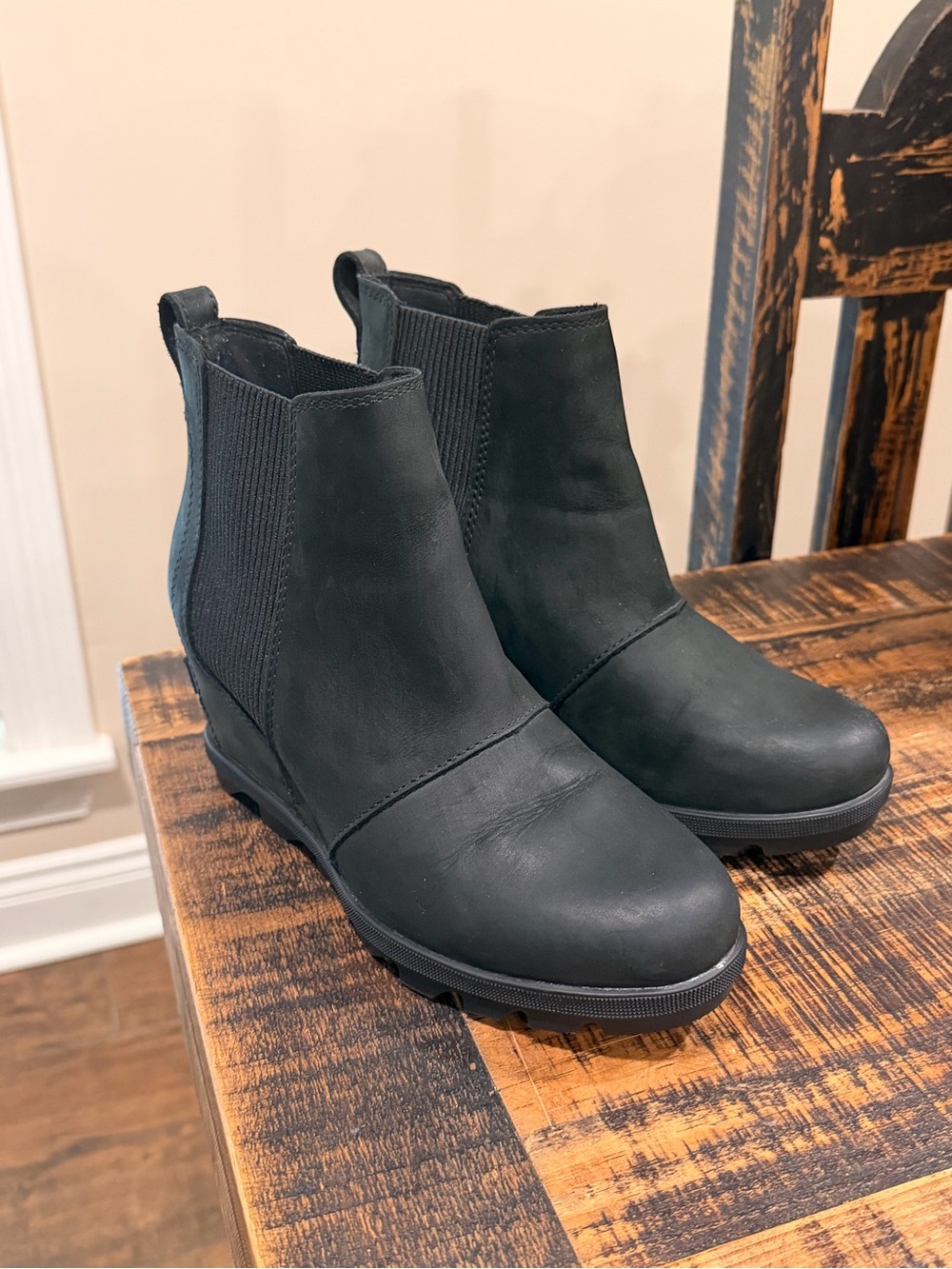 Sorel Black Chelsea Wedge Ankle Boots